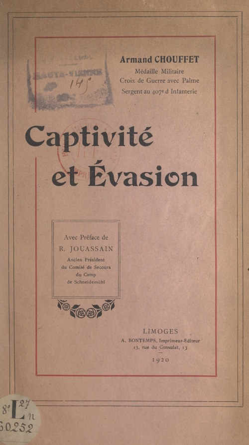 Couverture ebook de Captivité et évasion, de Armand Chouffet