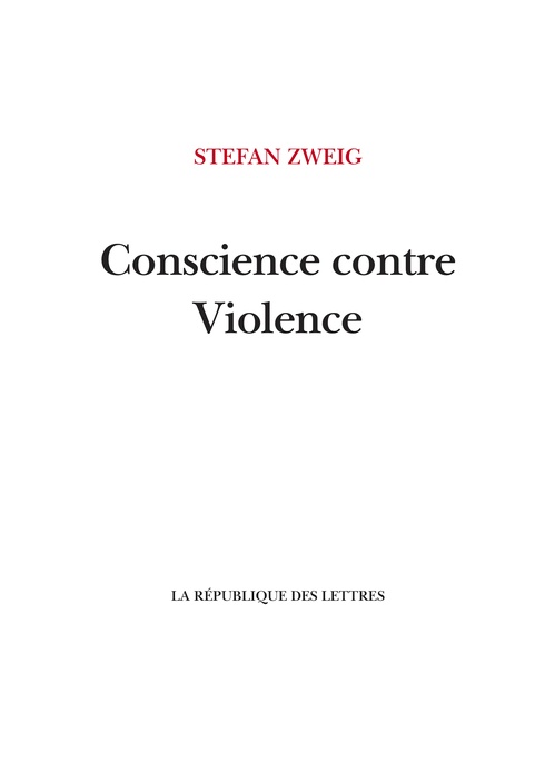 ebook cover of Conscience contre Violence, by Stefan Zweig