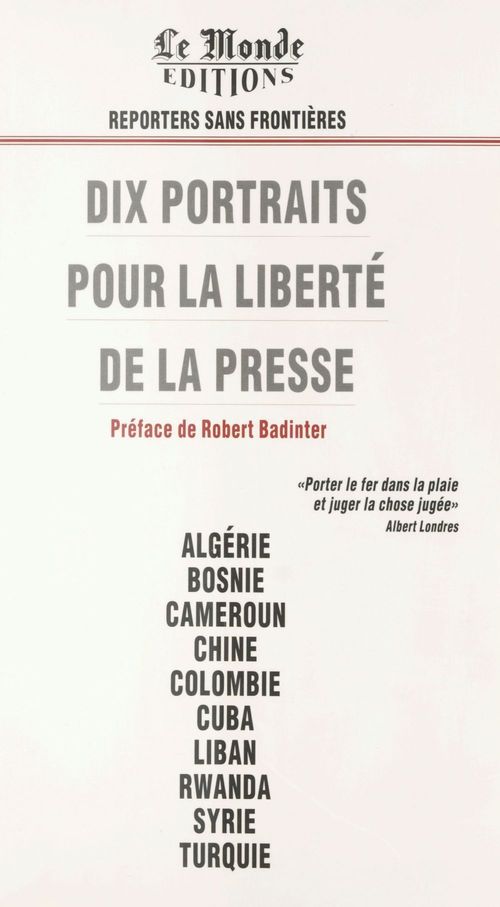 Couverture ebook de Dix portraits pour la liberté de la presse, de Badinter