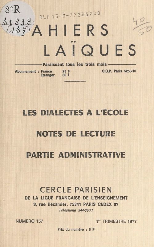 ebook cover of Les dialectes à l'école, by Louis Tregaro