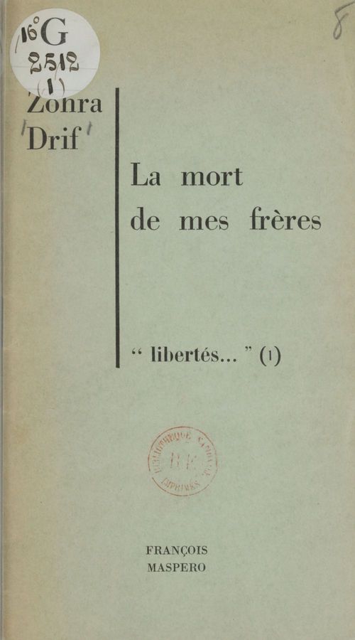 Couverture ebook de La mort de mes frères, de Zohra Drif