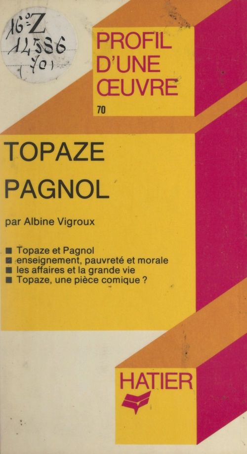 Couverture ebook de Topaze, Pagnol, de Albine Vigroux