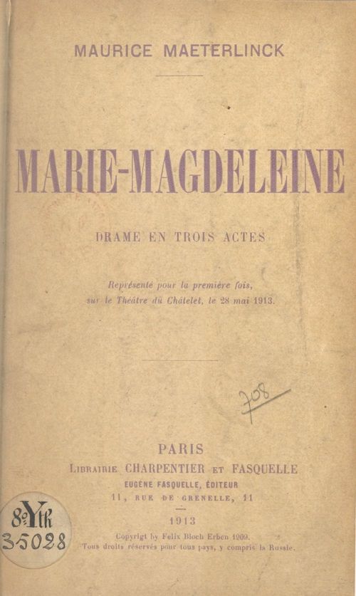 ebook cover of Marie-Magdeleine, by Maurice Maeterlinck