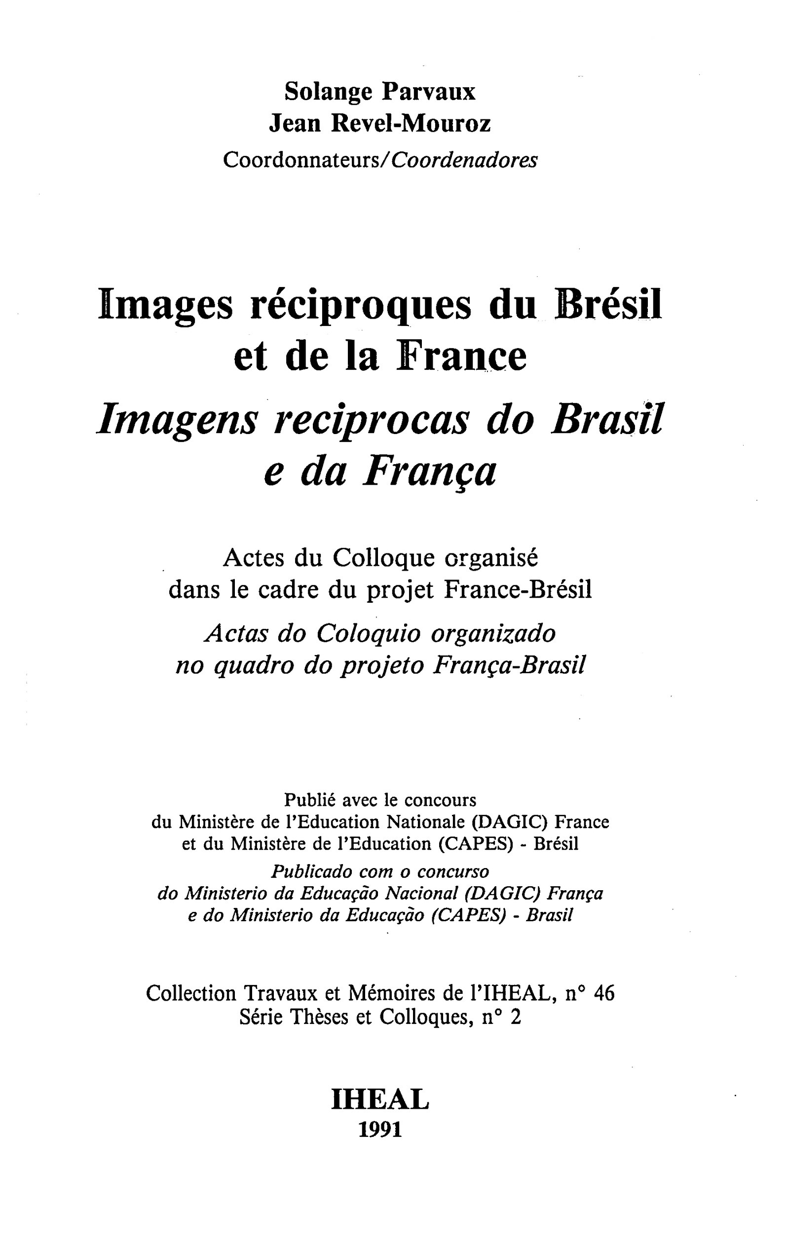ebook cover of Images réciproques du Brésil et de la France, by