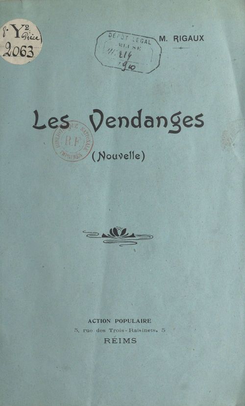 Couverture ebook de Les vendanges, de M. Rigaux