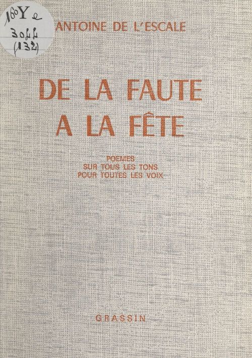 ebook cover of De la faute à la fête, by Antoine De L'Escale
