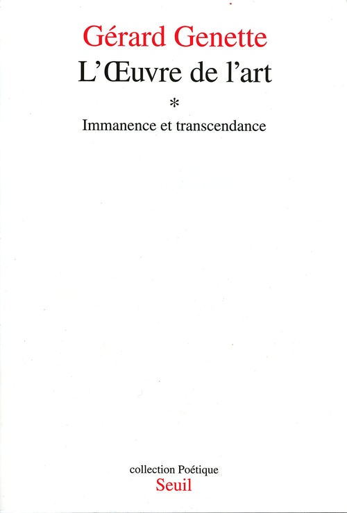 ebook cover of L'oeuvre de l'art. Immanence et Transcendance, by Gérard Genette