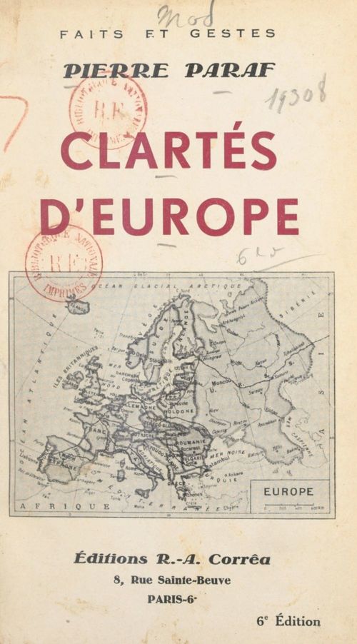 Couverture ebook de Clartés d'Europe, de Pierre Paraf