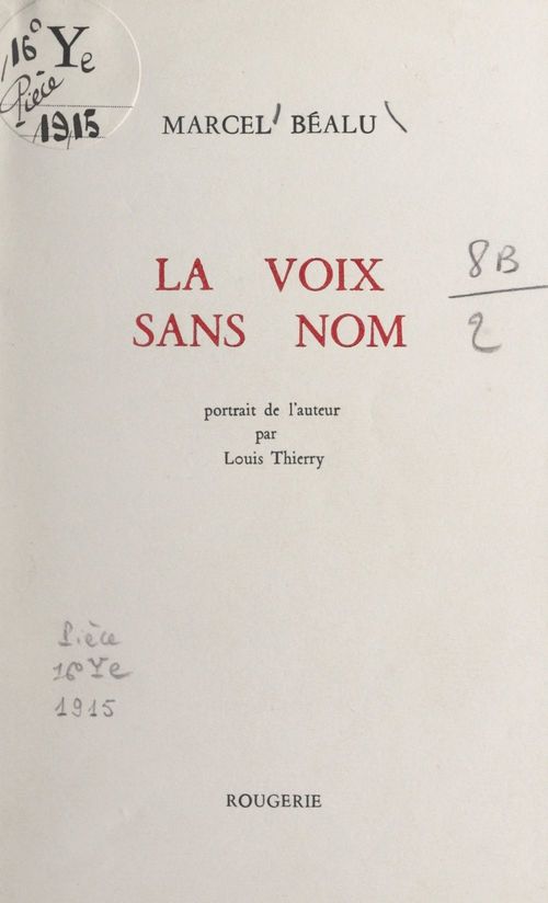 ebook cover of La voix sans nom, by Marcel Béalu