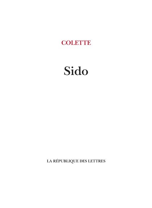 Couverture ebook de Sido, de Colette