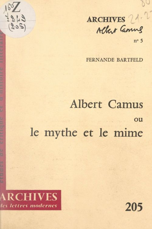ebook cover of Albert Camus, by Fernande Bartfeld