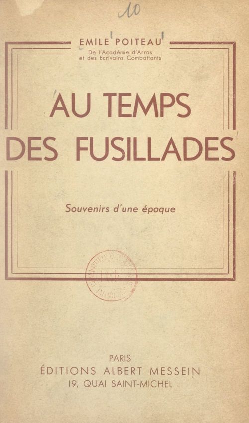 Couverture ebook de Au temps des fusillades, de Emile Poiteau