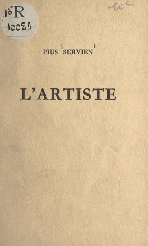 Couverture ebook de L'artiste, de Pius Servien