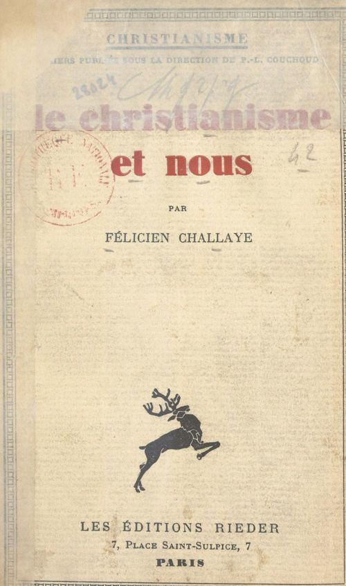Couverture ebook de Le christianisme et nous, de Felicien Challaye