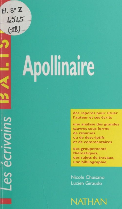 ebook cover of Apollinaire, by Lucien Giraudo, Nicole Chuisano