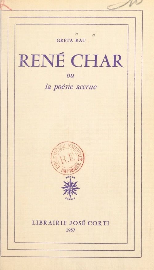 Couverture ebook de René Char, de Greta Rau
