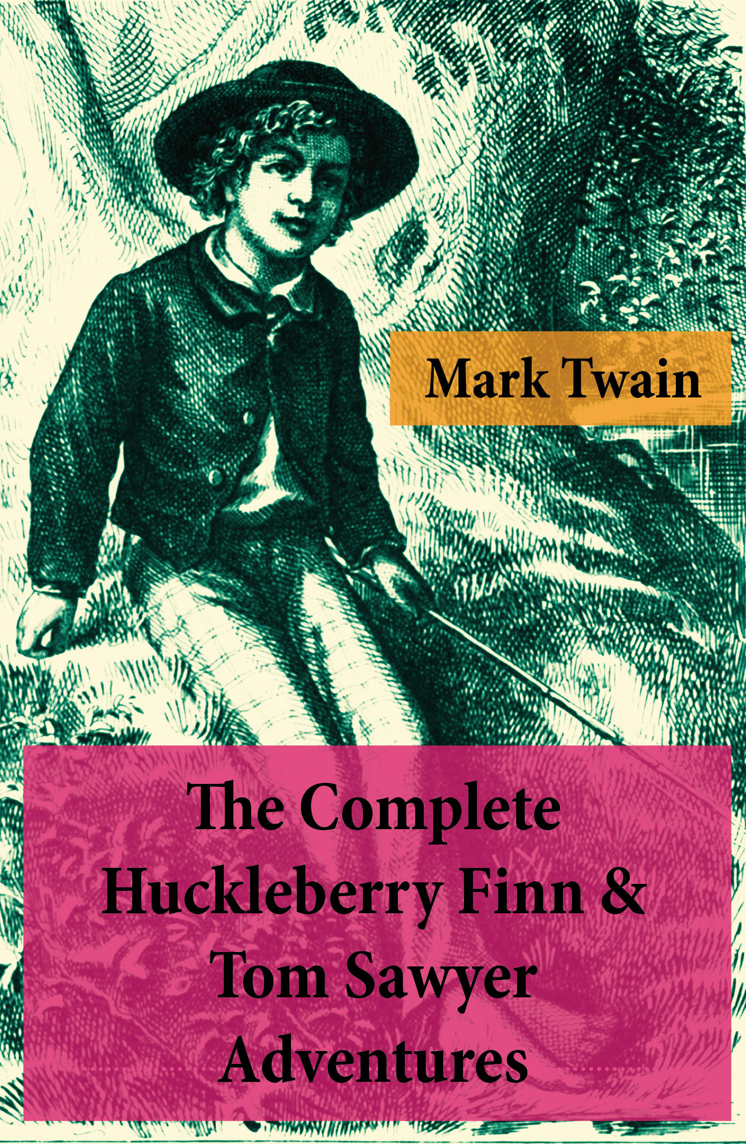 Couverture ebook de The Complete Huckleberry Finn & Tom Sawyer Adventures (Unabridged), de Mark Twain