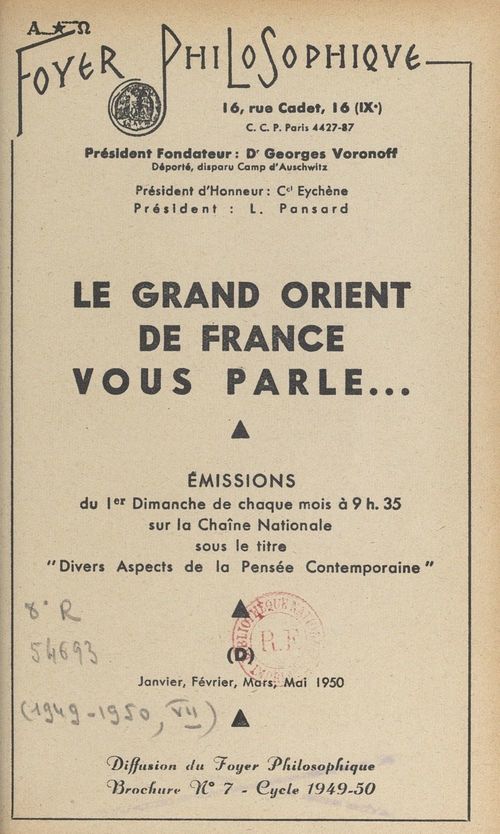 Couverture ebook de Le Grand Orient de France vous parle, de Le Grand Orient De France