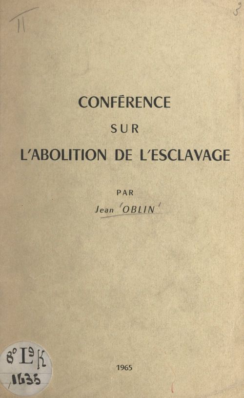 ebook cover of Conférence sur l'abolition de l'esclavage, by Jean Oblin