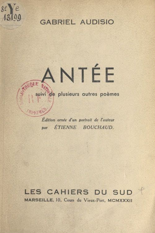 Couverture ebook de Antée, de Gabriel Audisio