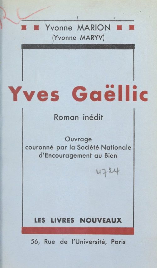 ebook cover of Yves Gaëllic, by Yvonne Marion