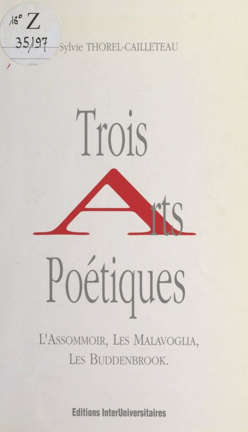ebook cover of Trois arts poétiques : "L'assommoir", "Les Malavoglia", "Les Buddenbrook", by Sylvie Thorel-Cailleteau