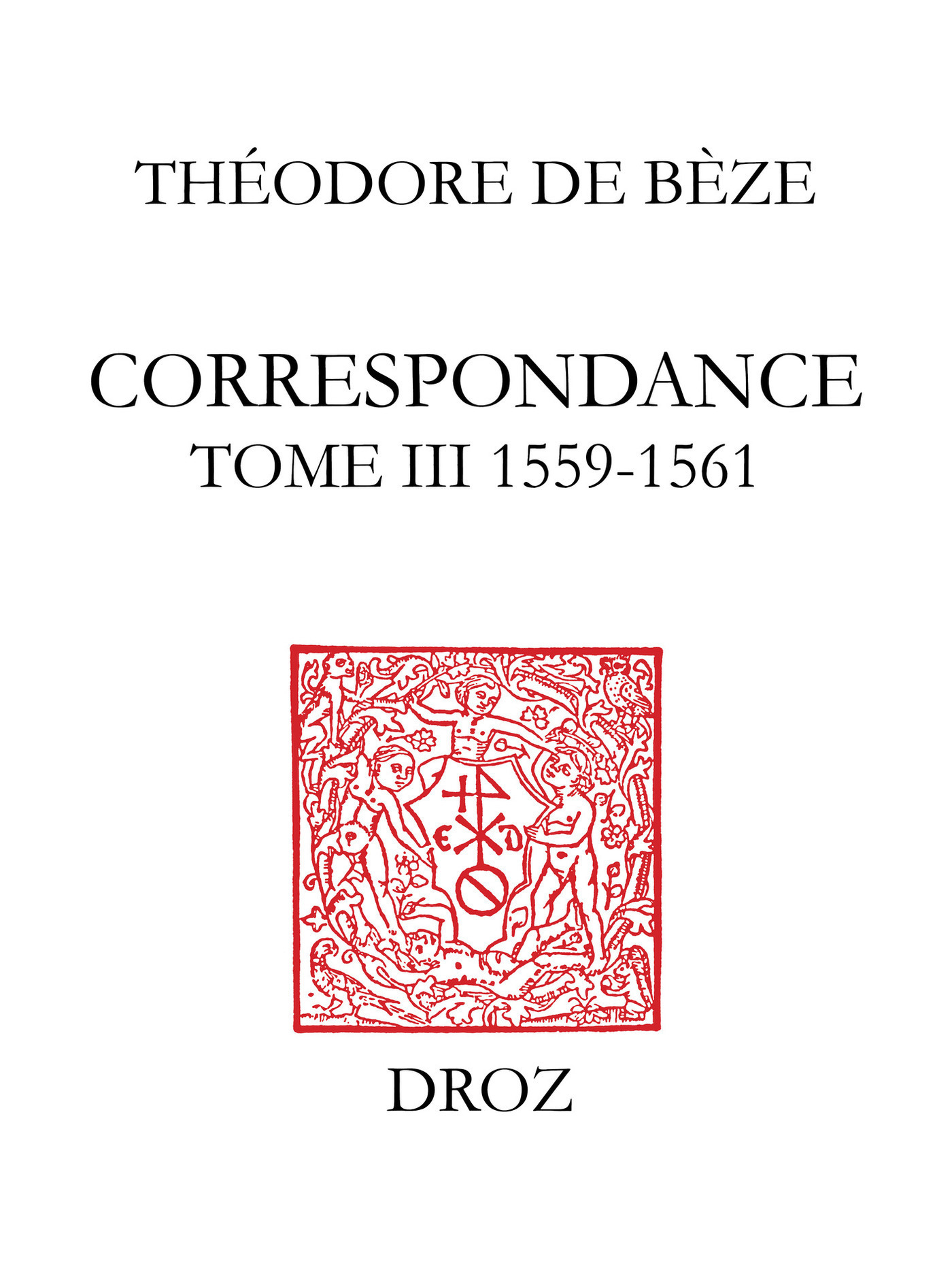 Couverture ebook de Correspondance, de De B Ze Th Odore
