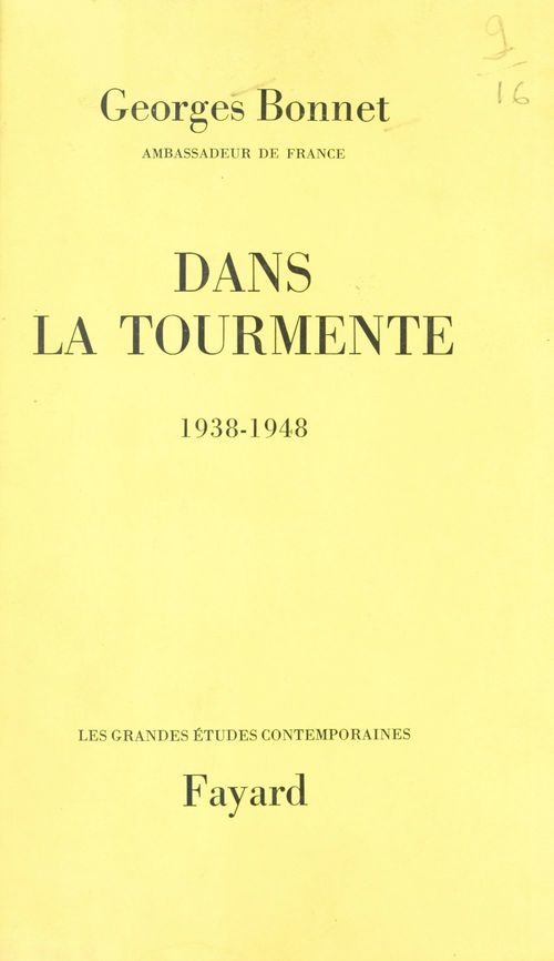 ebook cover of Dans la tourmente, by Georges Bonnet