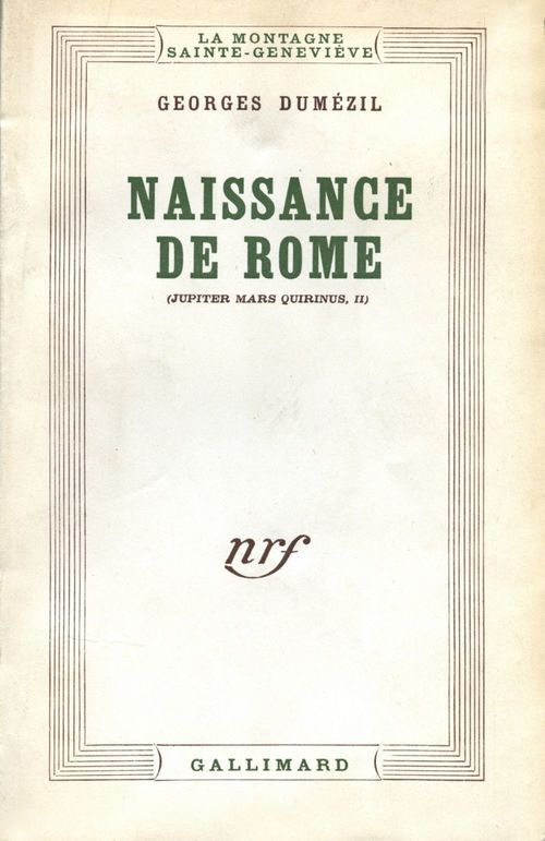 Couverture ebook de Jupiter, Mars, Quirinus (Tome 2) - Naissance de Rome, de Georges Dumezil