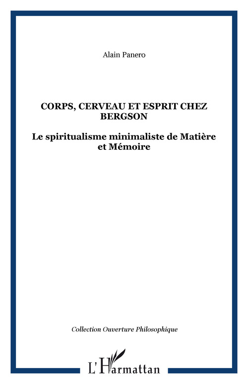 ebook cover of Corps, cerveau et esprit chez Bergson, by Alain Panero