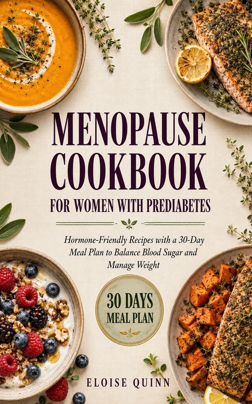 Couverture ebook de Menopause Cookbook for Women with Prediabetes, de Eloise Quinn