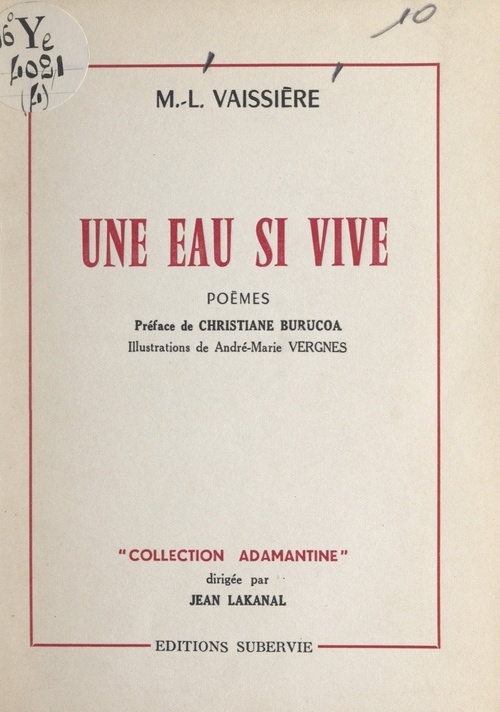 Couverture ebook de Une eau si vive, de Marie-louise Vaissière