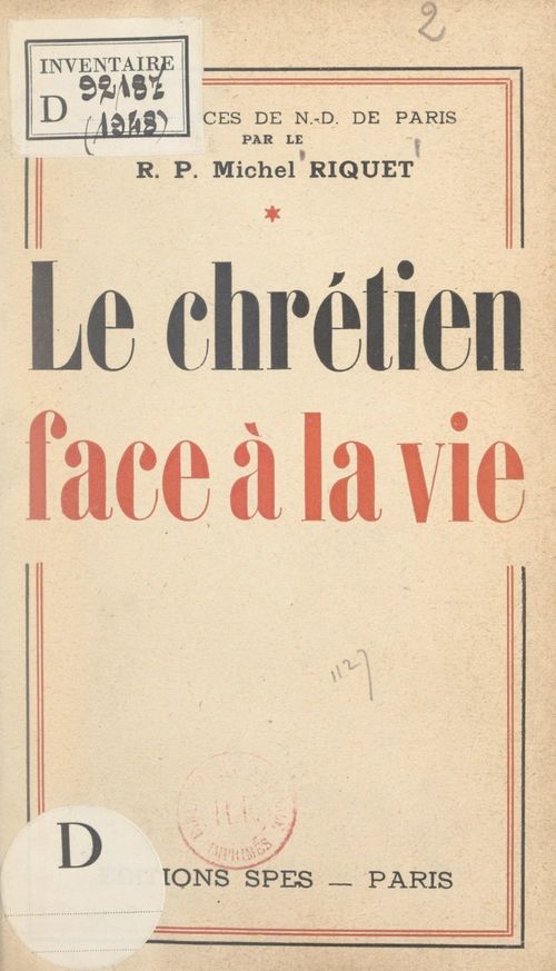 Couverture ebook de Le Chrétien face à la vie (1), de Michel Riquet