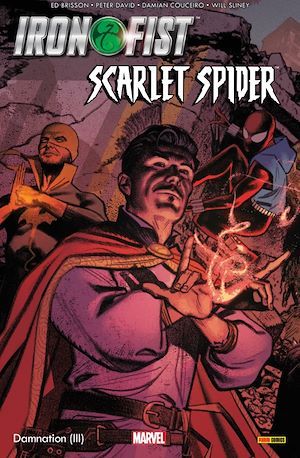 ebook cover of Iron Fist & Scarlet Spider, by Ed Brisson, Peter David, Damian Couceiro, Will Sliney