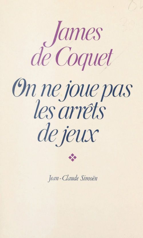 Couverture ebook de On ne joue pas les arrêts de jeu, de James De Coquet