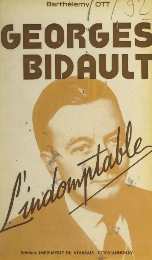 ebook cover of Georges Bidault, by Barthelemy Ott