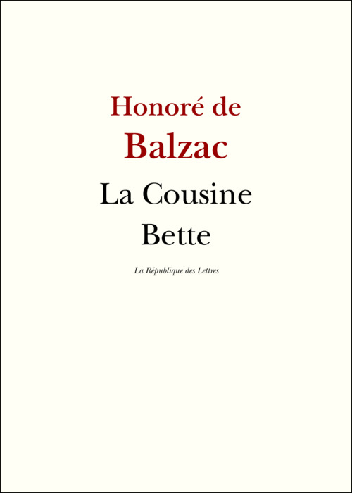 ebook cover of La Cousine Bette, by Honoré de Balzac