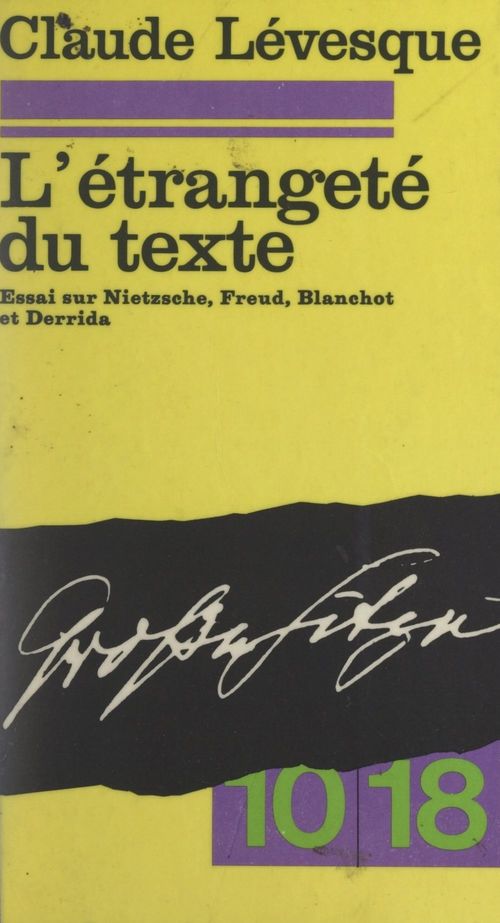 ebook cover of L'étrangeté du texte, by Claude Levesque
