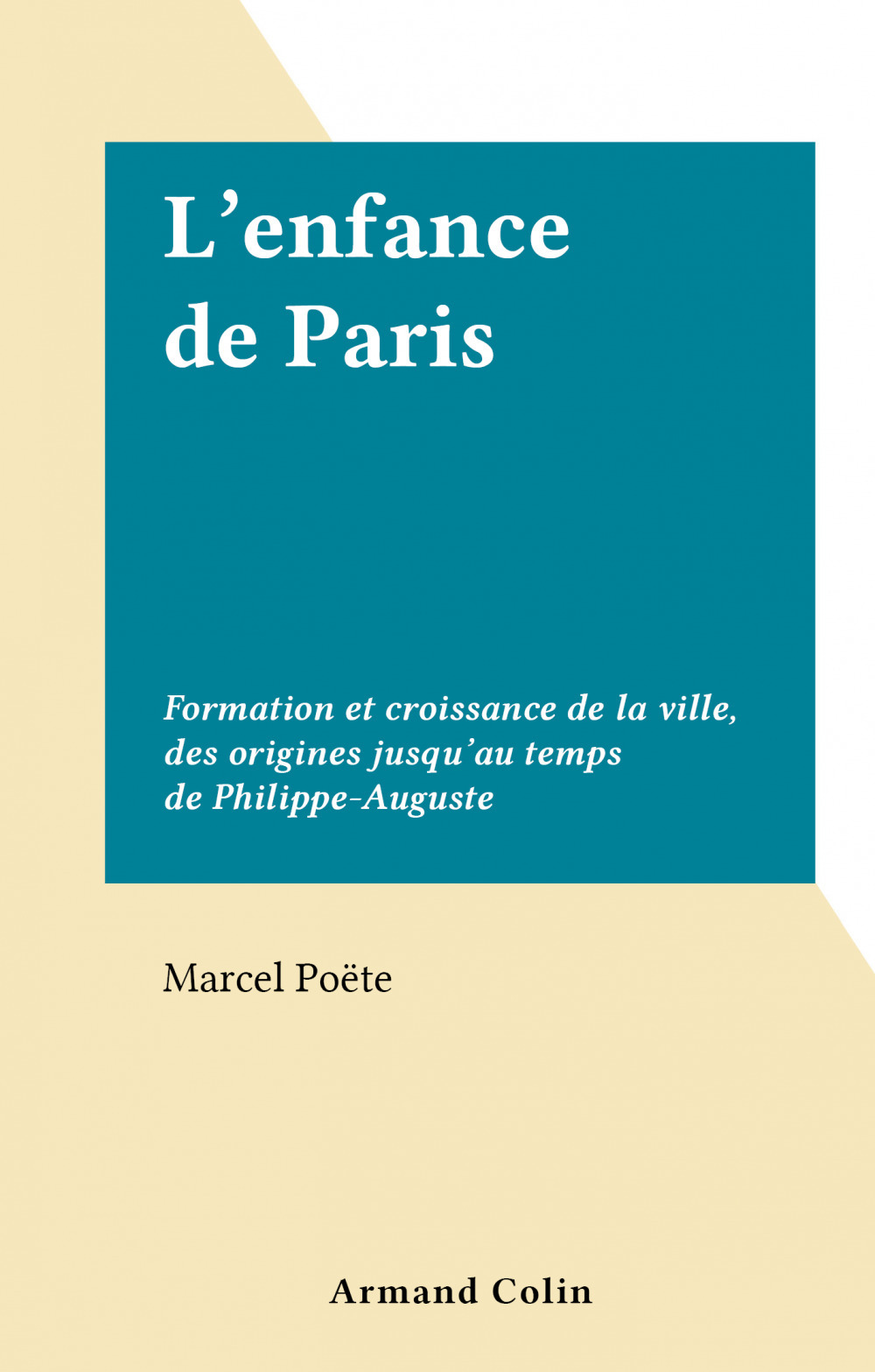 Couverture ebook de L'enfance de Paris, de Marcel Poete