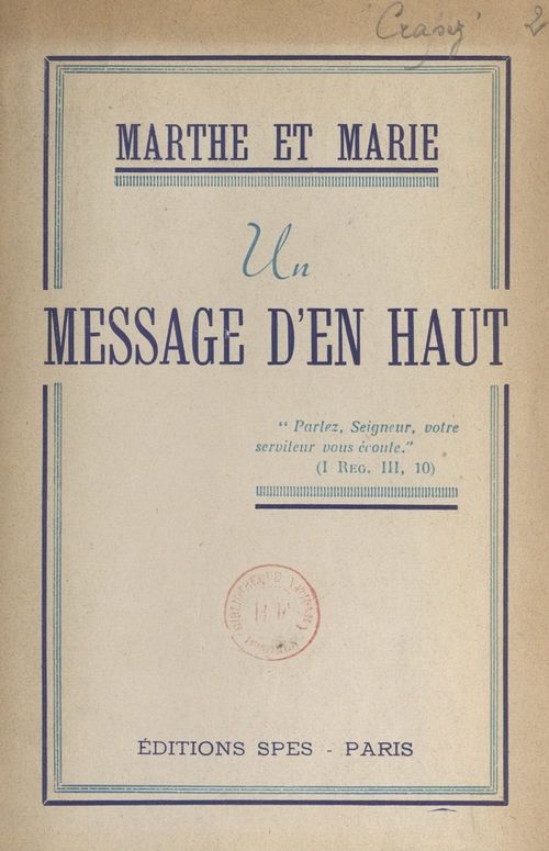 ebook cover of Marthe et Marie : un message d'en haut, by Edmond Crapez