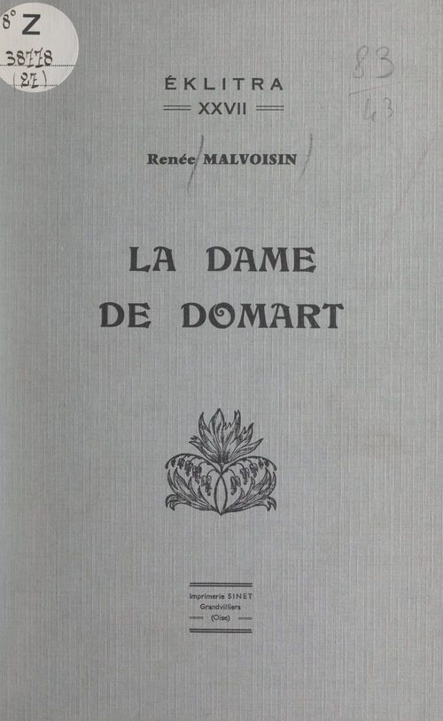 Couverture ebook de La Dame de Domart, de Renee Malvoisin