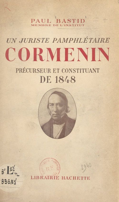 ebook cover of Un juriste pamphlétaire, Cormenin, by Paul Bastid