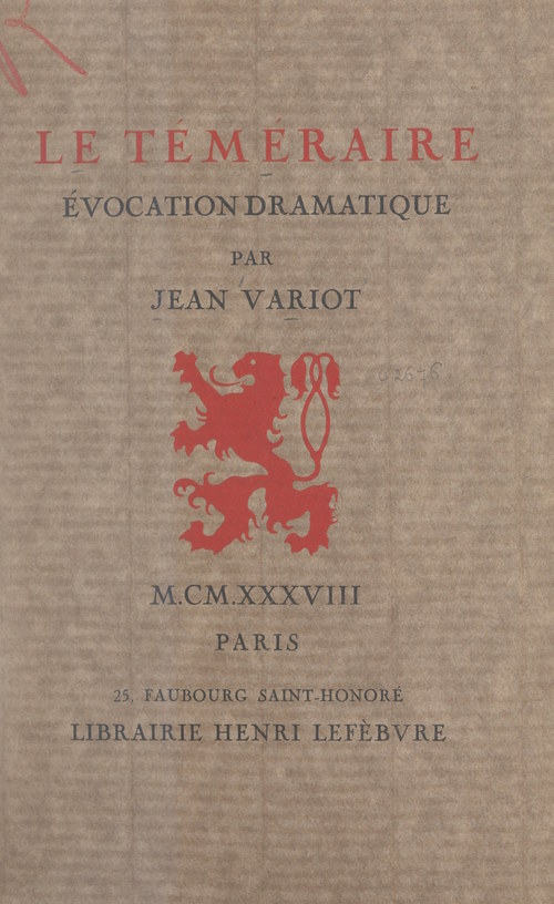 Couverture ebook de Le Téméraire, de Jean Variot