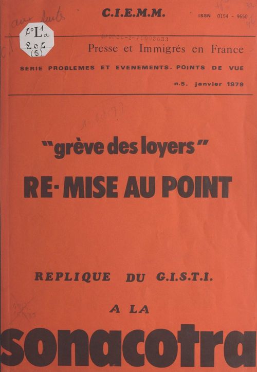 Couverture ebook de Grève des loyers. Re-mise au point, de Centre D'Information Et D'Etudes Sur Les