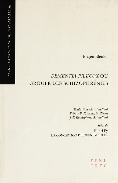 Couverture ebook de Dementia Praecox ou Groupe des schizophrénies, de Eugen Bleuler