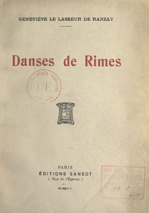 ebook cover of Danses de rimes, by Genevieve Le Lasseur De Ranzay