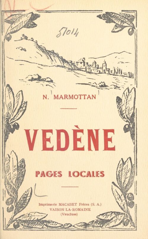 ebook cover of Vedène, by Noel Marmottan