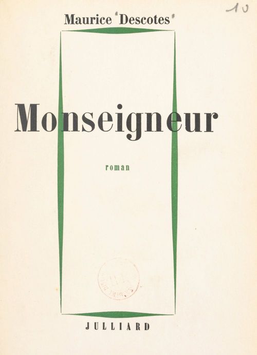 ebook cover of Monseigneur, by Maurice Descotes
