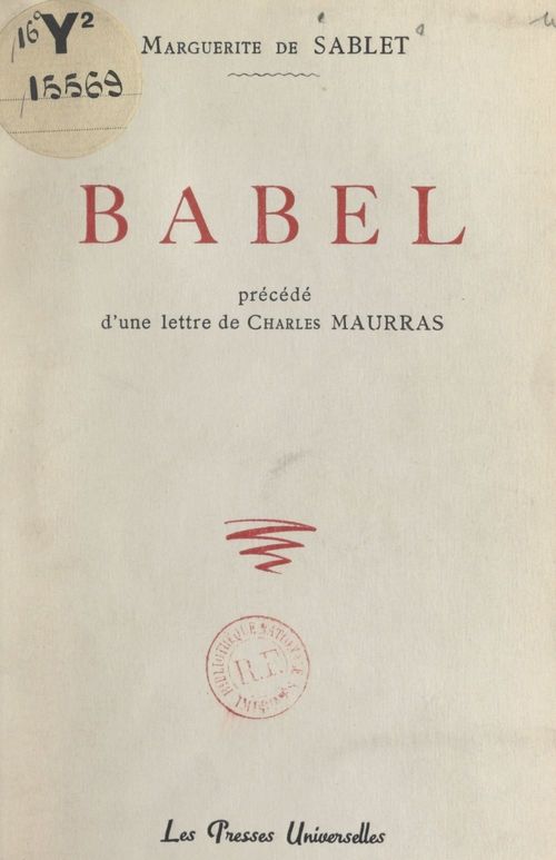 ebook cover of Babel, by Marguerite De Sablet