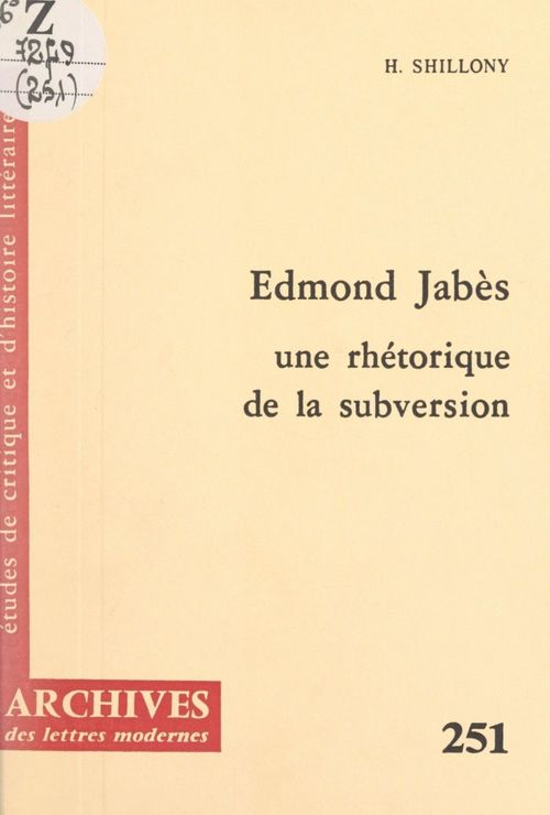 Couverture ebook de Edmond Jabès, de Helena Shillony